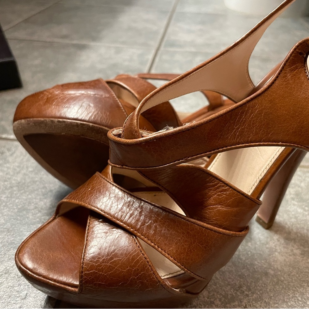 Prada Tan Leather Women's Heels
